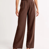 Damen Hohe Taille Lang Stoffhose