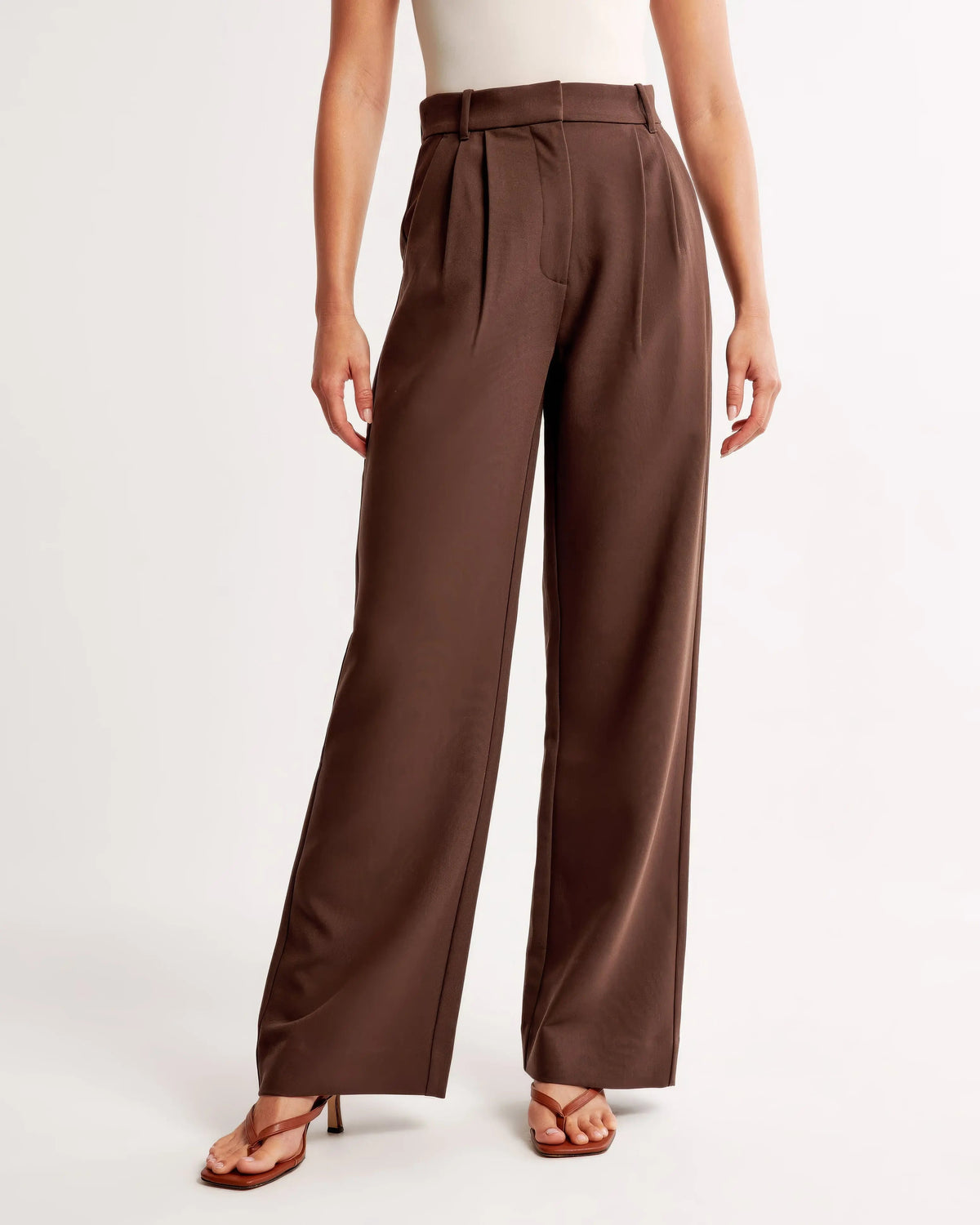 Damen Hohe Taille Lang Stoffhose