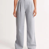 Damen Hohe Taille Lang Stoffhose