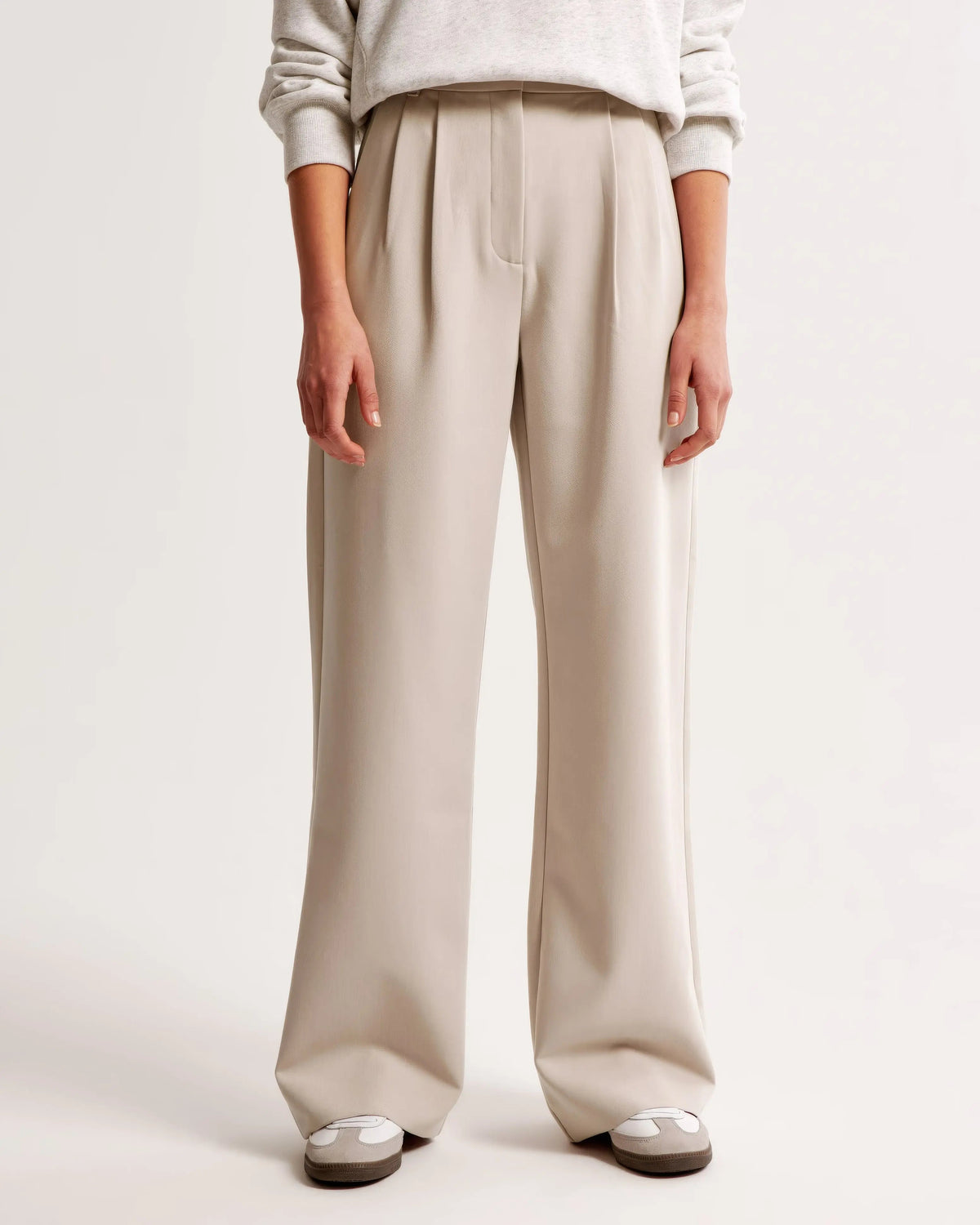 Damen Hohe Taille Lang Stoffhose