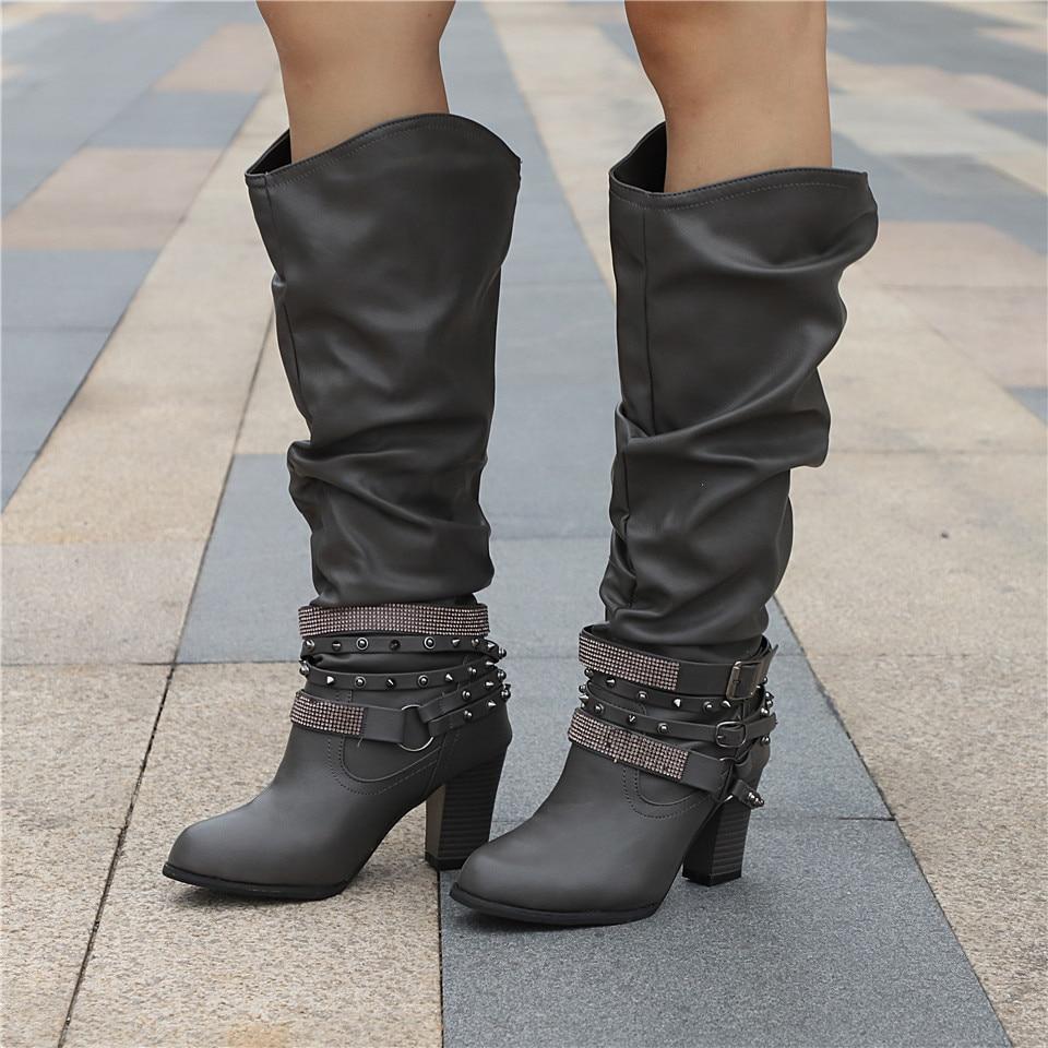 Vivian | Block Heel Padded Knee-High Boots