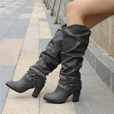 Vivian | Block Heel Padded Knee-High Boots