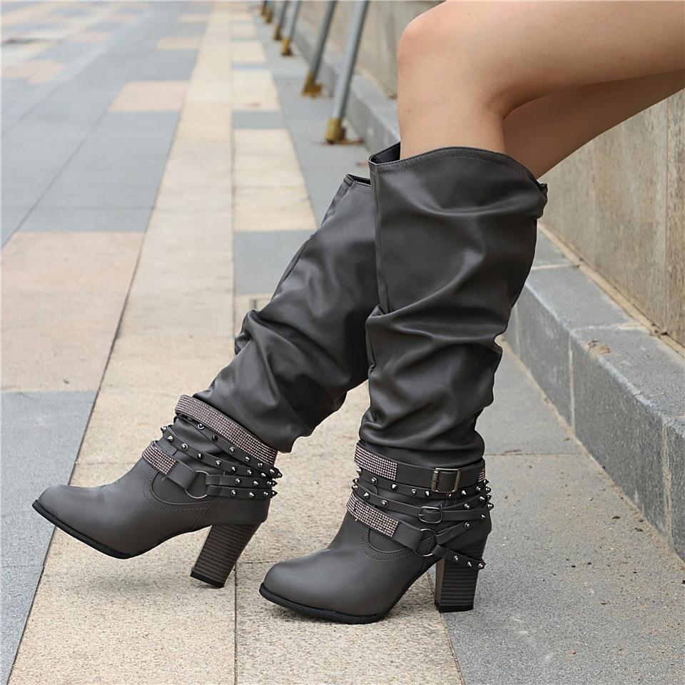 Vivian | Block Heel Padded Knee-High Boots