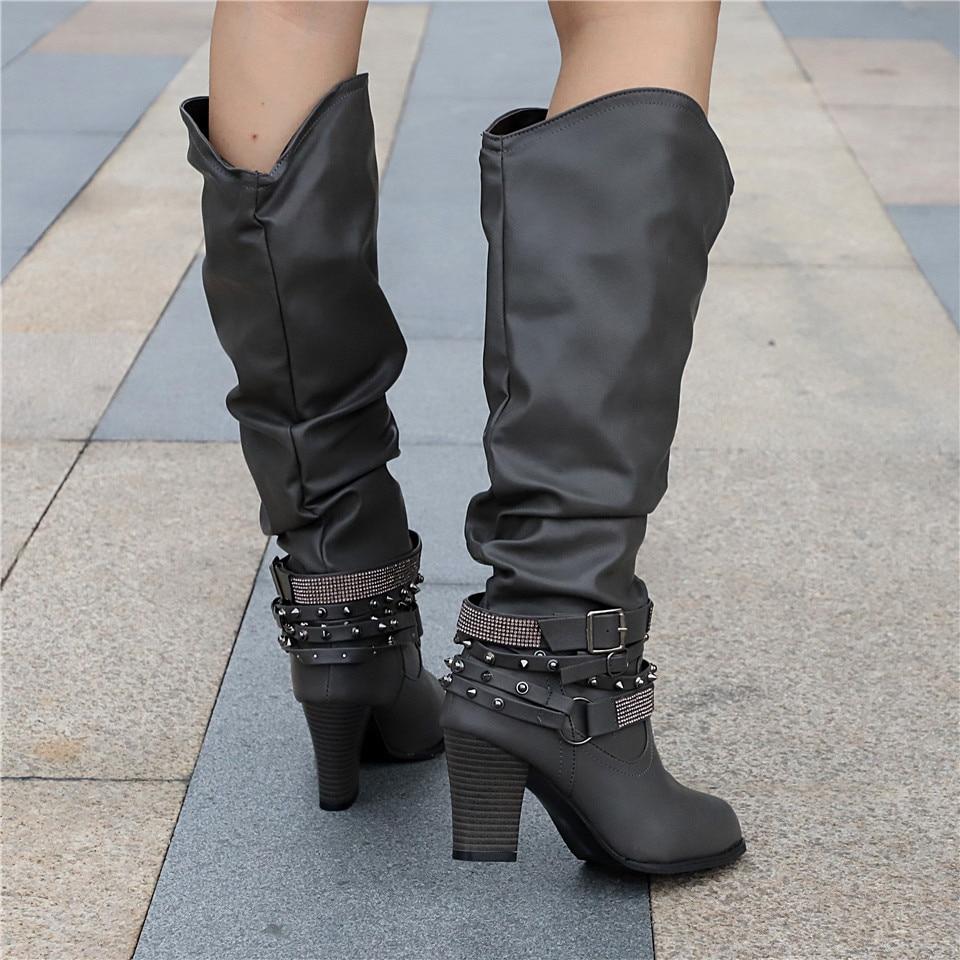 Vivian | Block Heel Padded Knee-High Boots