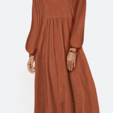 Yuna | V-Ausschnitt Ballonärmel Midikleid