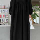 Yuna | V-Ausschnitt Ballonärmel Midikleid