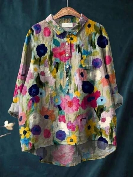 Sarah | Floral Pattern Peasant Blouse
