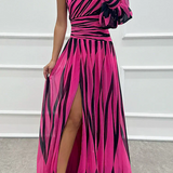 Vanessa | One-Shoulder Striped Maxi Dress