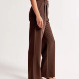 Damen Hohe Taille Lang Stoffhose