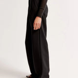 Damen Hohe Taille Lang Stoffhose