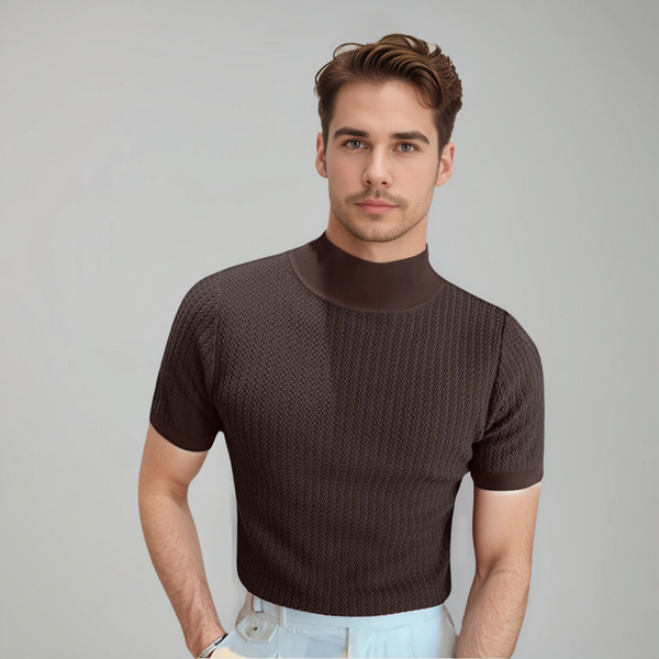 Herren Rollkragen Schlanke Passform T-Shirt