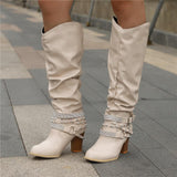 Vivian | Block Heel Padded Knee-High Boots