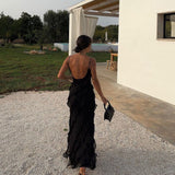 Damen Rüschen Lange Maxi Sommerkleid