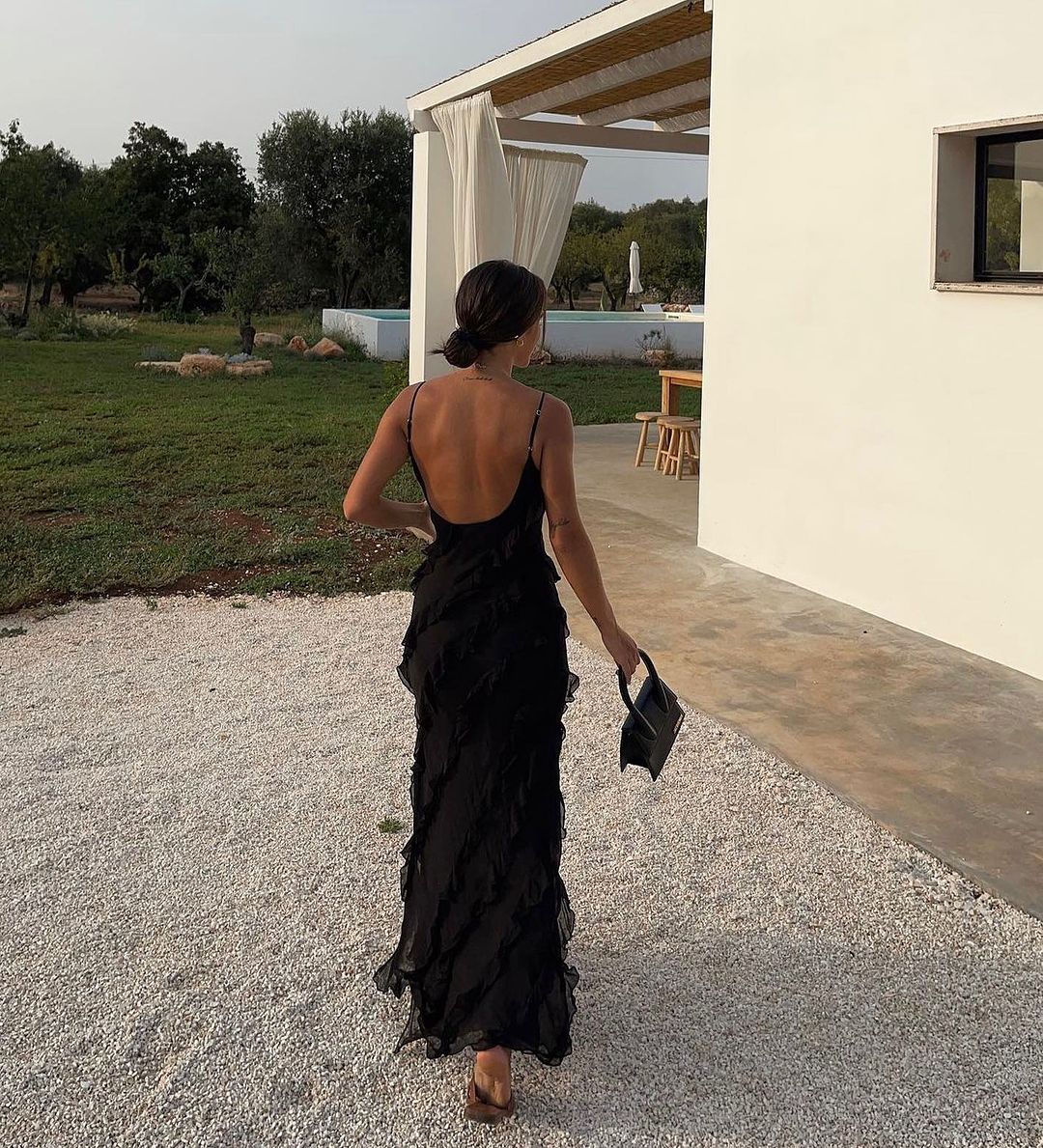 Damen Rüschen Lange Maxi Sommerkleid