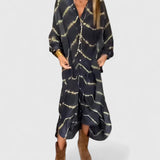 Robin | Durchgeknöpft Batik Midi Hemdblusenkleid