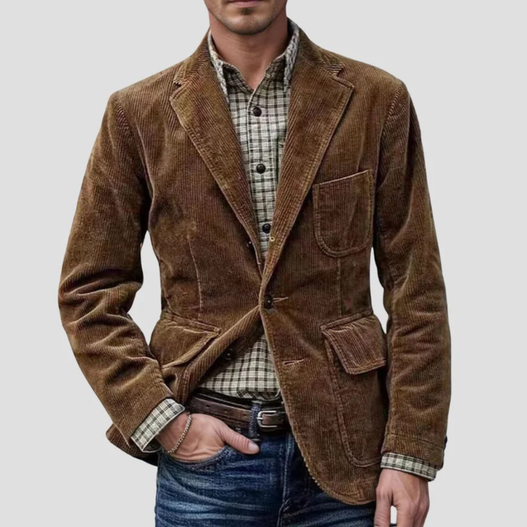 Herren Texturiert Cordjacke mit Taschen
