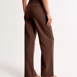Damen Hohe Taille Lang Stoffhose