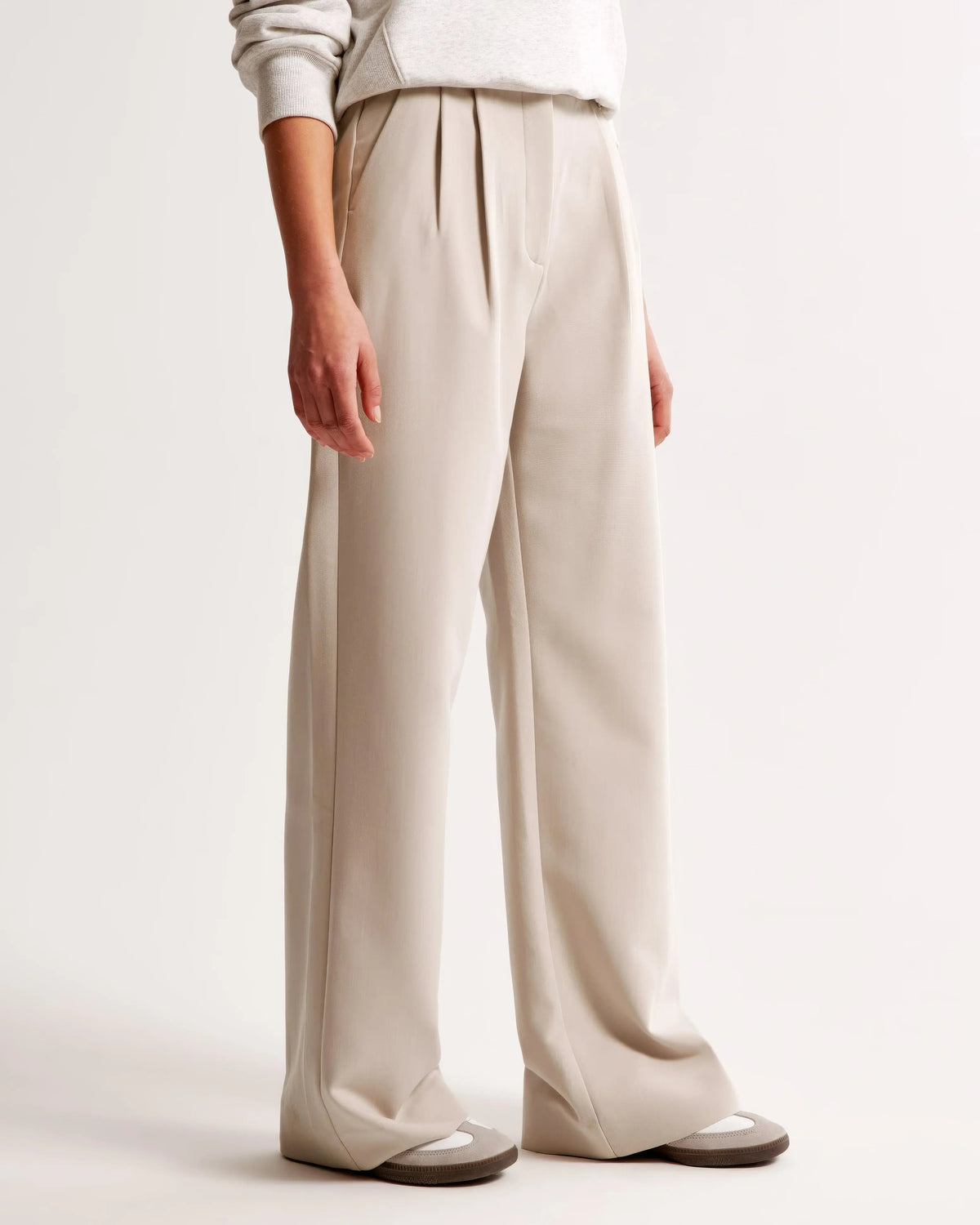 Damen Hohe Taille Lang Stoffhose