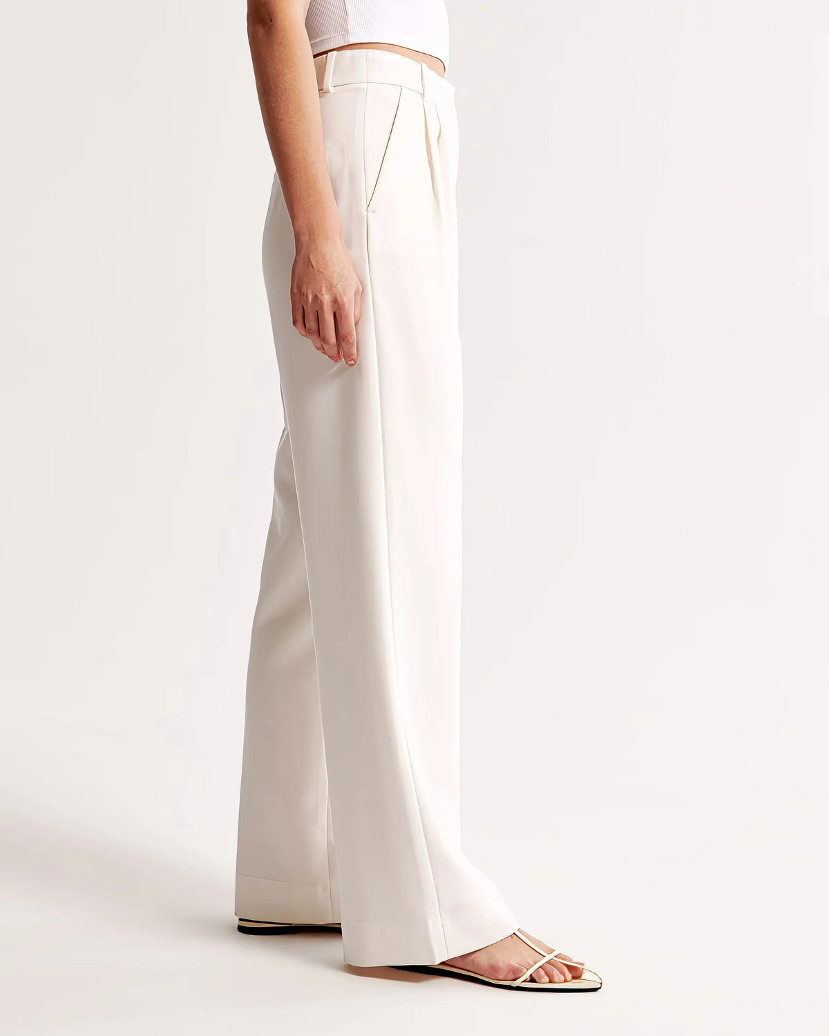 Damen Hohe Taille Lang Stoffhose