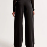 Damen Hohe Taille Lang Stoffhose