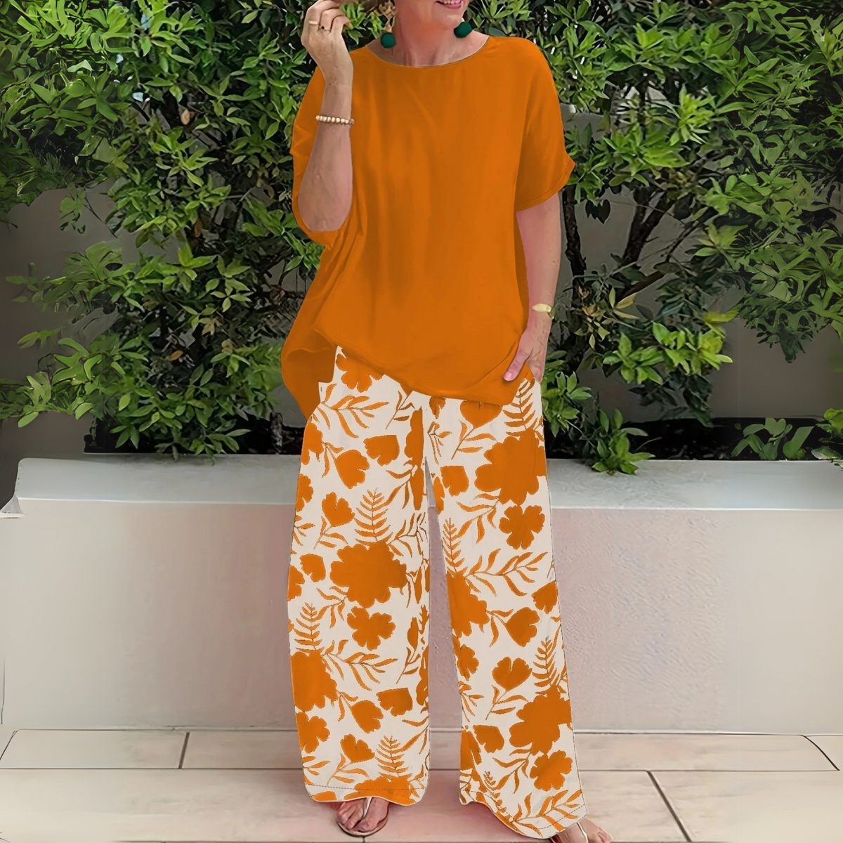 Abigail | Weites Bein Blumenmuster Zweiteiliges Set