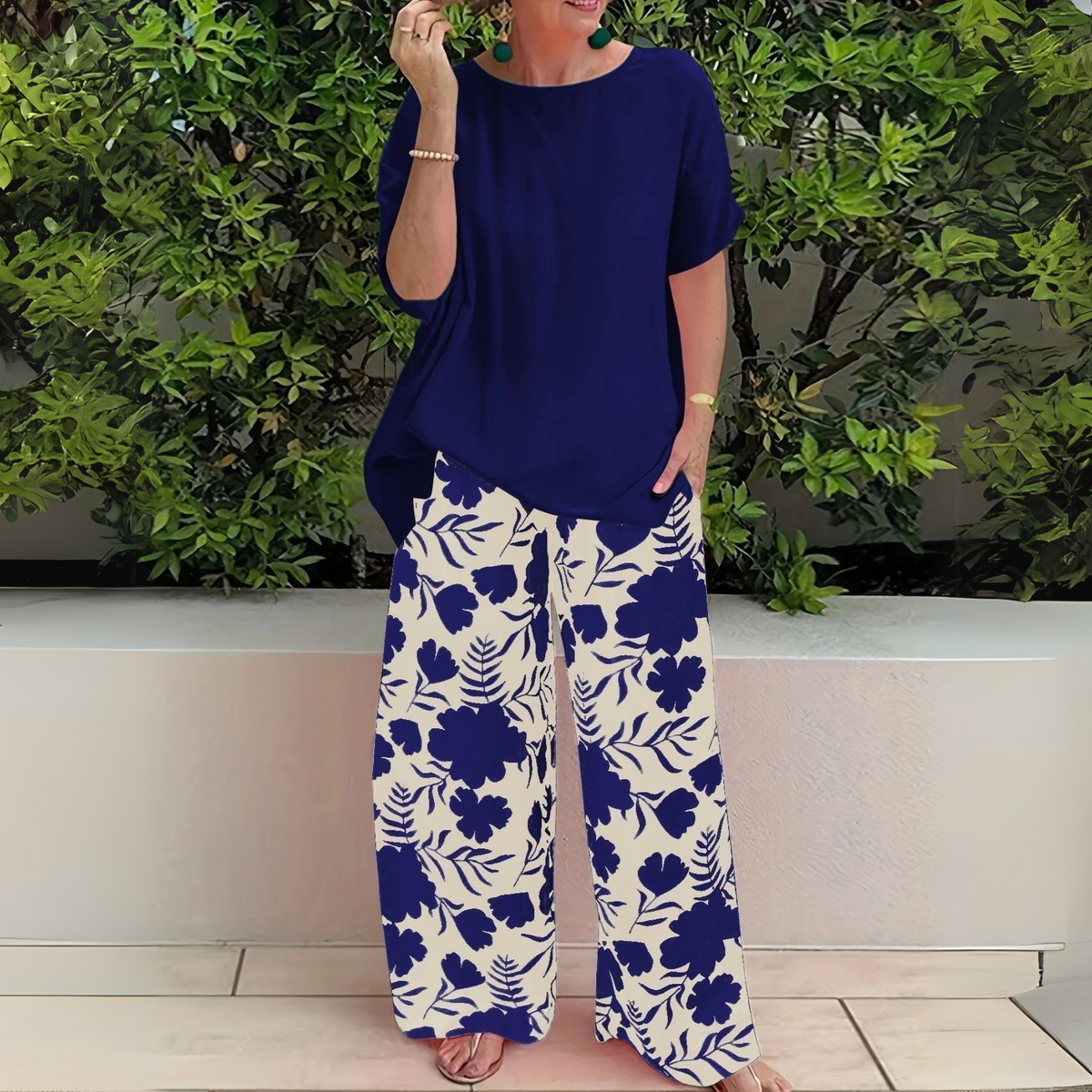Abigail | Weites Bein Blumenmuster Zweiteiliges Set