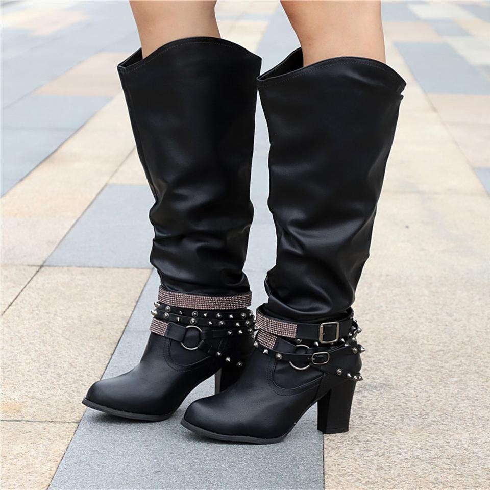 Vivian | Block Heel Padded Knee-High Boots