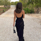 Damen Rüschen Lange Maxi Sommerkleid
