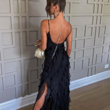 Damen Rüschen Lange Maxi Sommerkleid