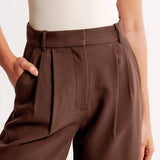 Damen Hohe Taille Lang Stoffhose