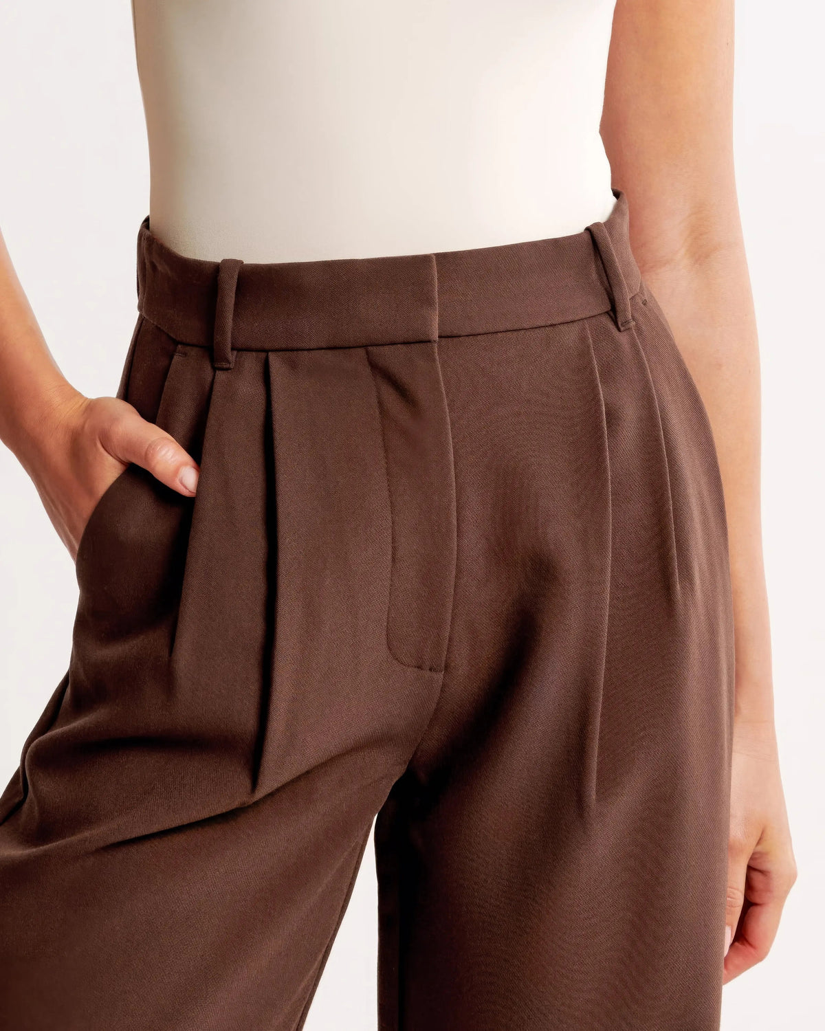 Damen Hohe Taille Lang Stoffhose