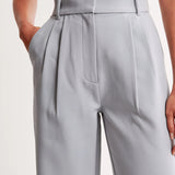 Damen Hohe Taille Lang Stoffhose