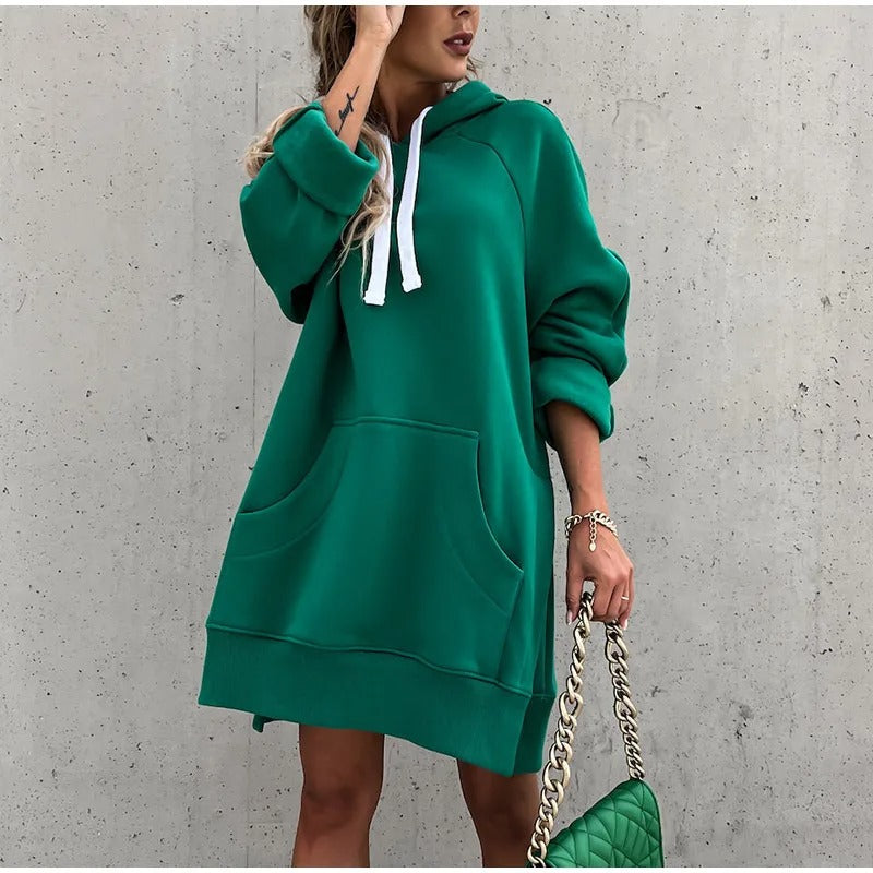 Damen Warme Oversize Hoodie | Lang