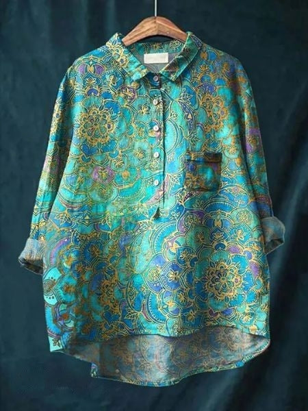 Sarah | Floral Pattern Peasant Blouse