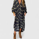 Robin | Durchgeknöpft Batik Midi Hemdblusenkleid