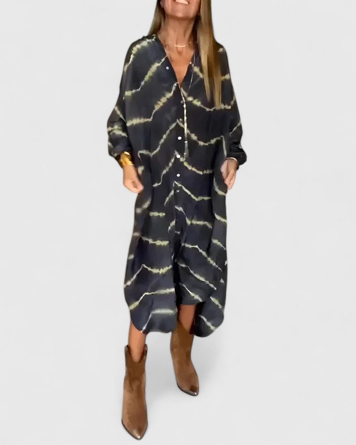 Robin | Durchgeknöpft Batik Midi Hemdblusenkleid