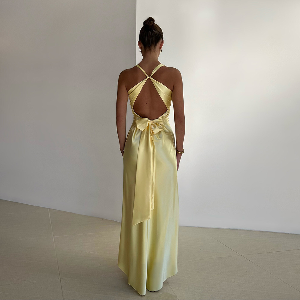 Women's Sleeveless Maxi Yellow Dress