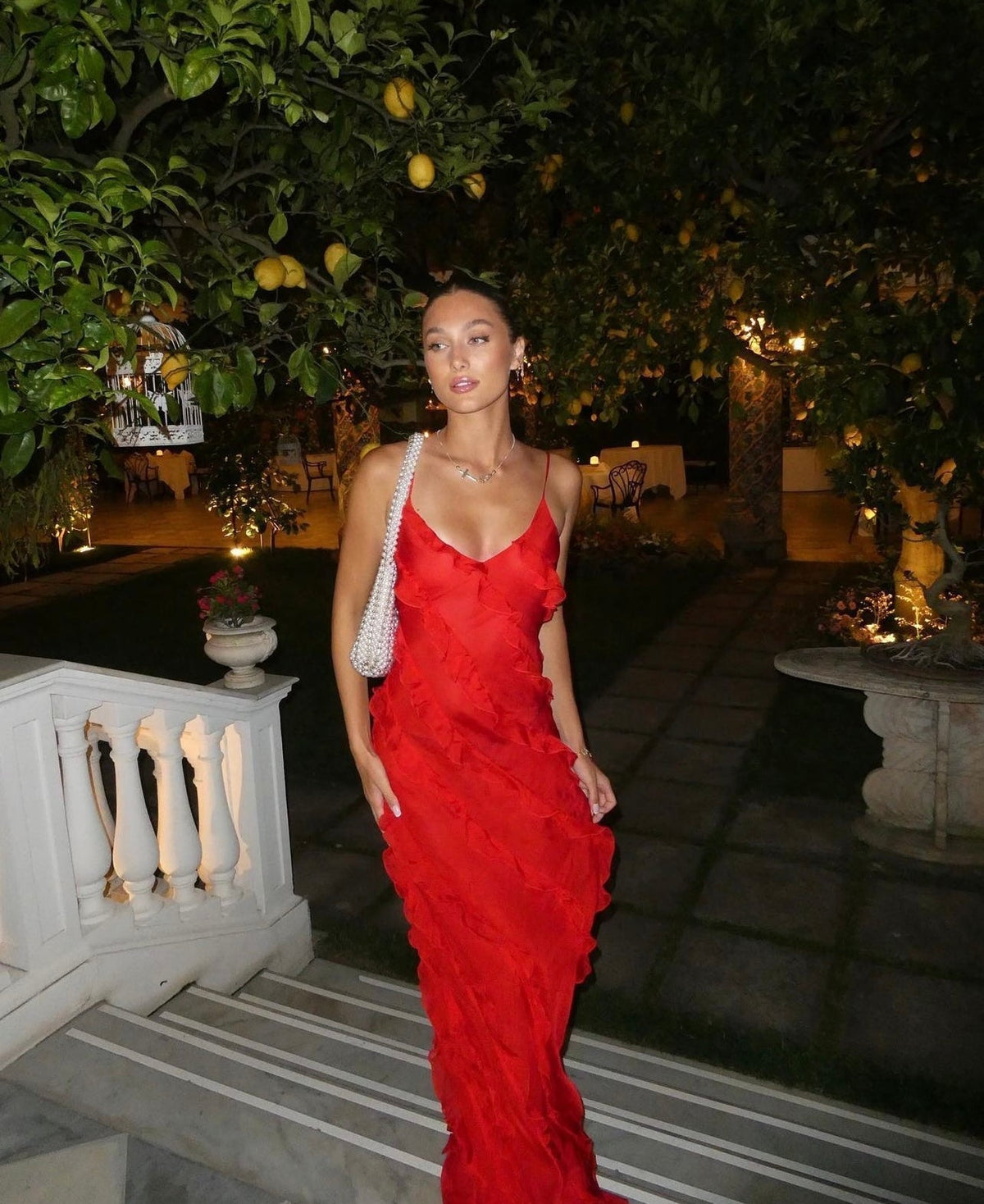 Damen Rüschen Lange Maxi Sommerkleid