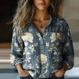Amelia | Boho Pattern Tassel Tie Blouse