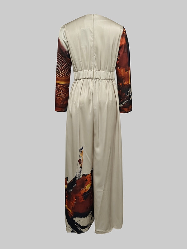 Stella | Tiefer V-Ausschnitt Weites Bein Jumpsuit