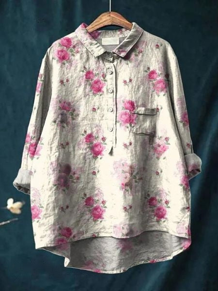 Sarah | Floral Pattern Peasant Blouse