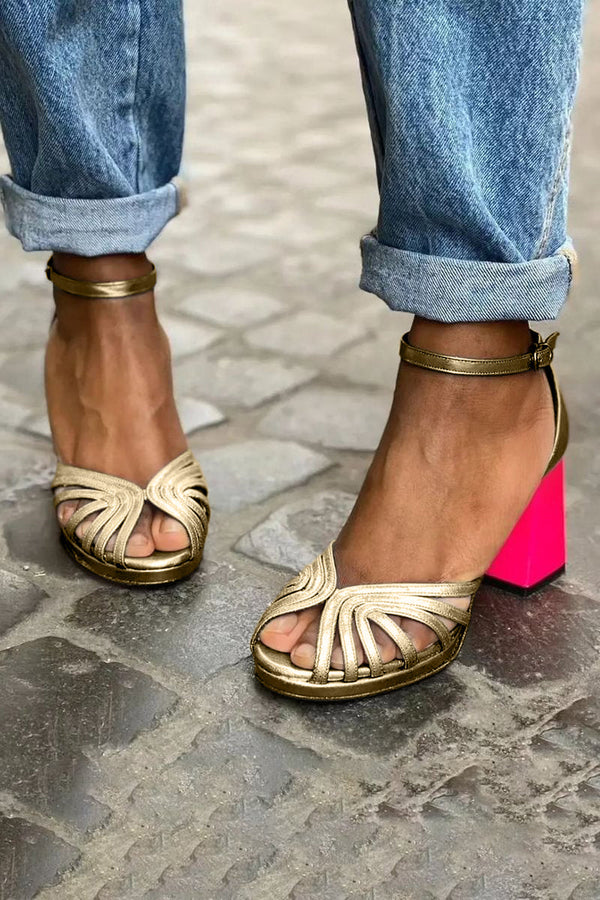 Theresa | Knöchelriemen Blockabsatz Sandalen