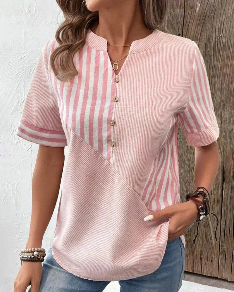 Caroline | Striped Boat Neck Blouse
