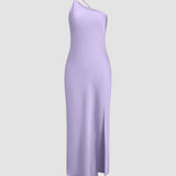 Robe maxi dos nu en satin pour femme