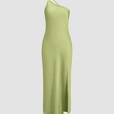 Robe maxi dos nu en satin pour femme