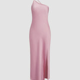 Robe maxi dos nu en satin pour femme