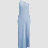 Robe maxi dos nu en satin pour femme