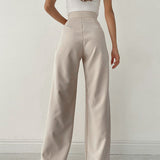Pantalones chinos de talle alto para mujer con lazo lateral