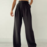 Pantalones chinos de talle alto para mujer con lazo lateral