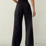 Pantalones chinos de talle alto para mujer con lazo lateral